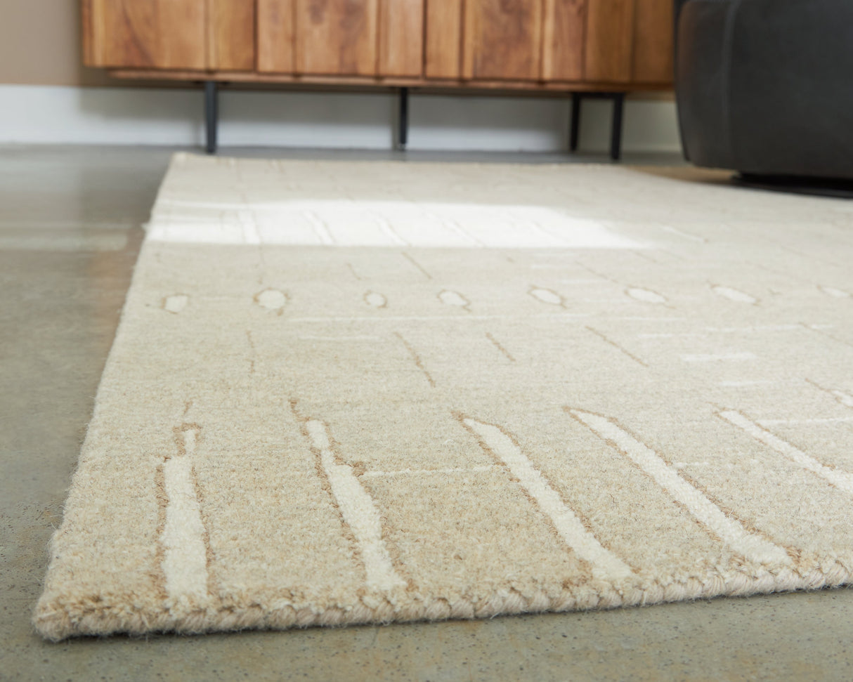 Wolbert Tan/Ivory Medium Rug by Ashley at Eve Furniture