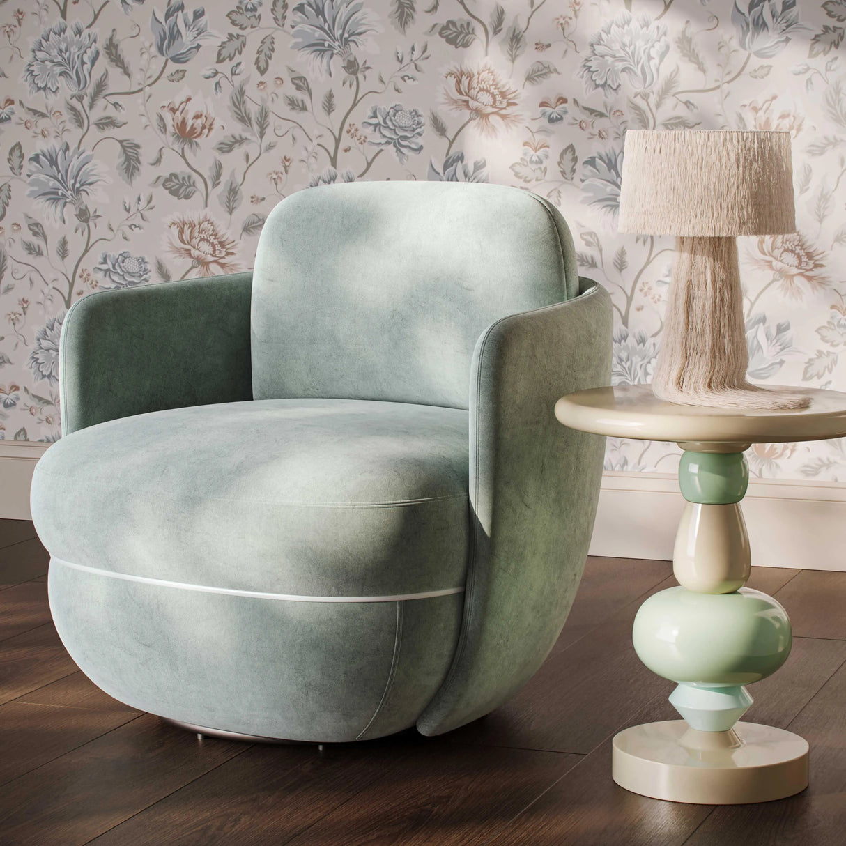 Wolfie Velvet Swivel Chair by TOV Furniture at Eve Furniture