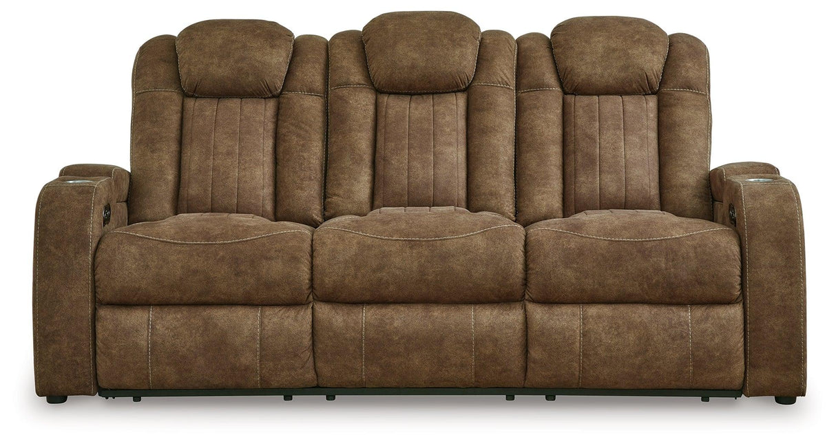 Wolfridge Brindle Power Recliner Sofa with Adjustable Headrest by Ashley at Eve Furniture