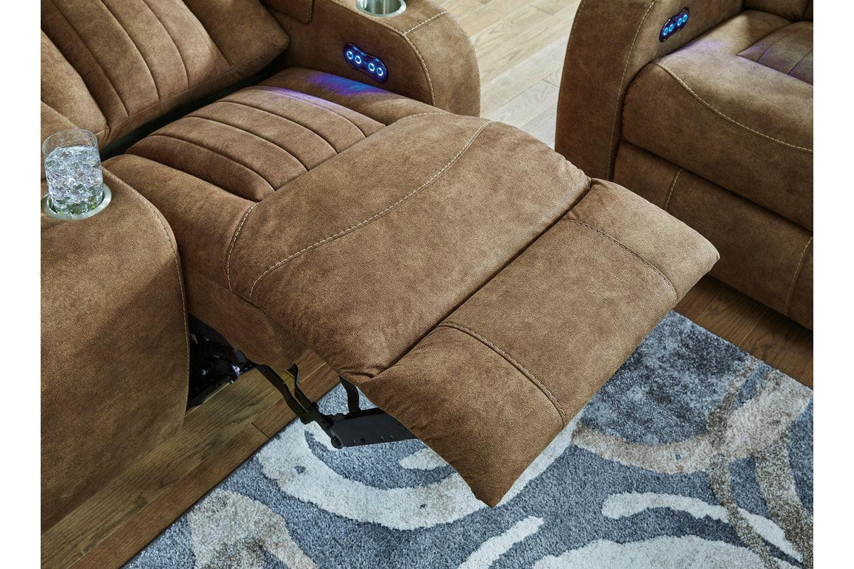 Wolfridge Brindle Power Reclining Sofa, Loveseat and Recliner by Ashley at Eve Furniture