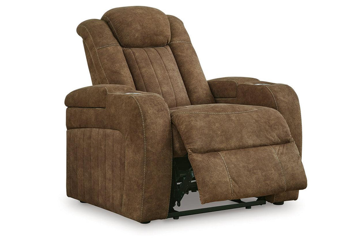 Wolfridge Brindle Power Reclining Sofa, Loveseat and Recliner by Ashley at Eve Furniture