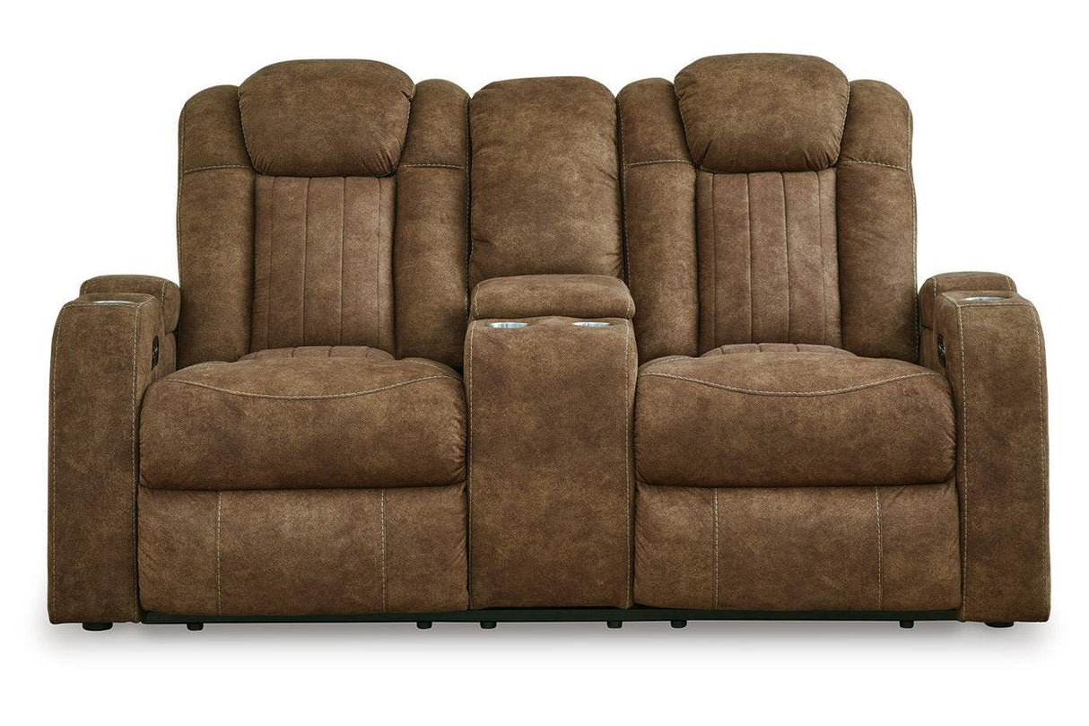 Wolfridge Brindle Power Reclining Sofa, Loveseat and Recliner by Ashley at Eve Furniture