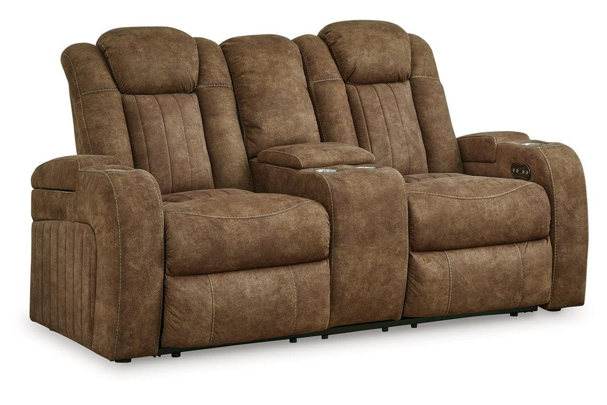 Wolfridge Brindle Power Reclining Sofa, Loveseat and Recliner by Ashley at Eve Furniture