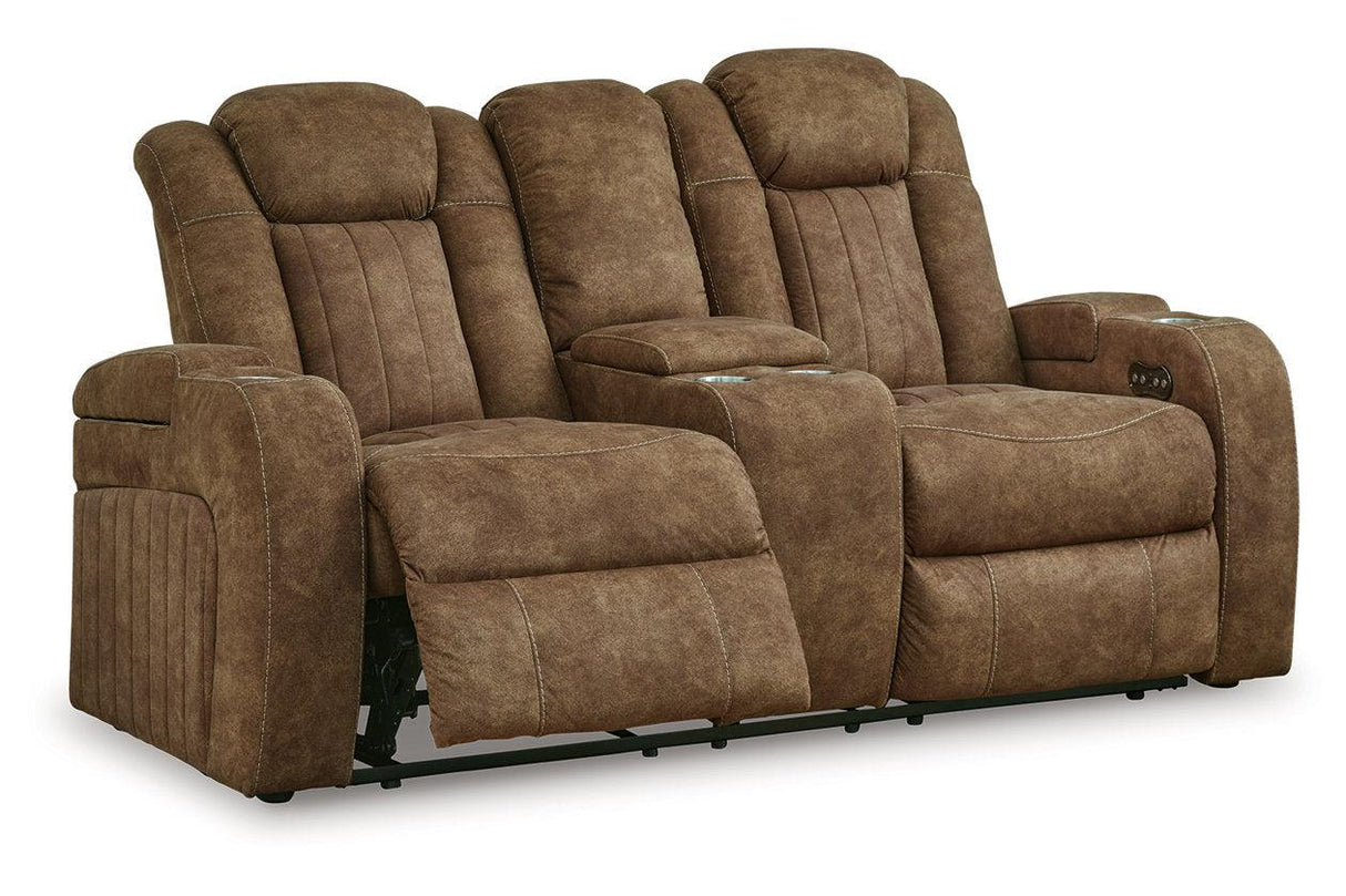 Wolfridge Brindle Power Reclining Sofa, Loveseat and Recliner by Ashley at Eve Furniture
