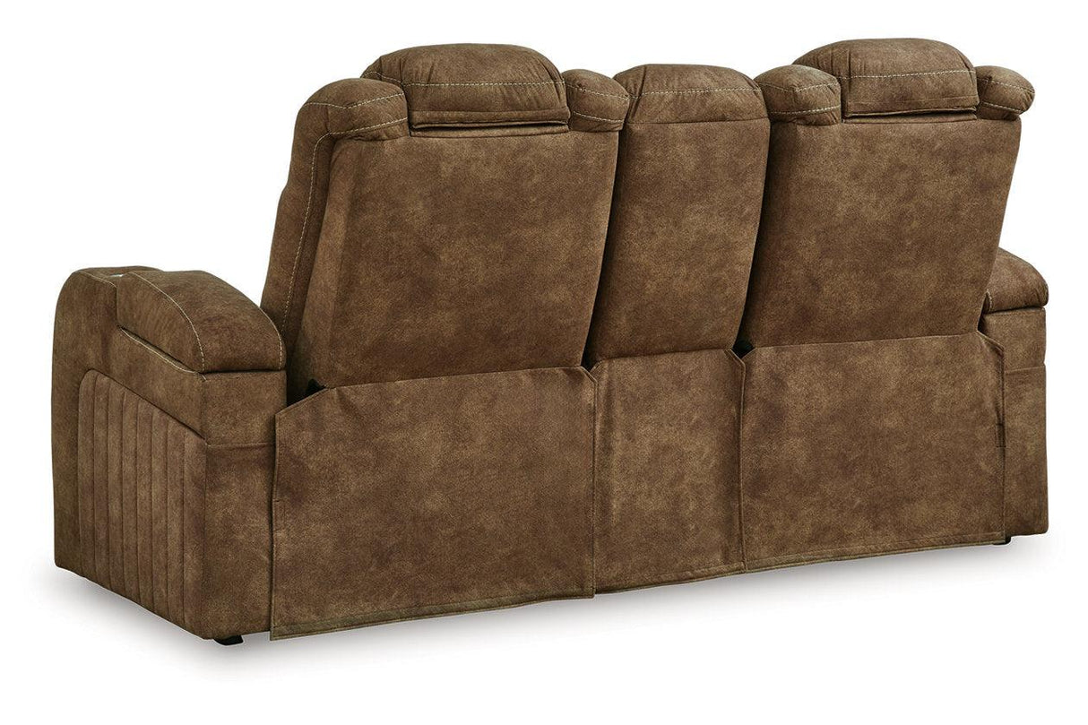 Wolfridge Brindle Power Reclining Sofa, Loveseat and Recliner by Ashley at Eve Furniture