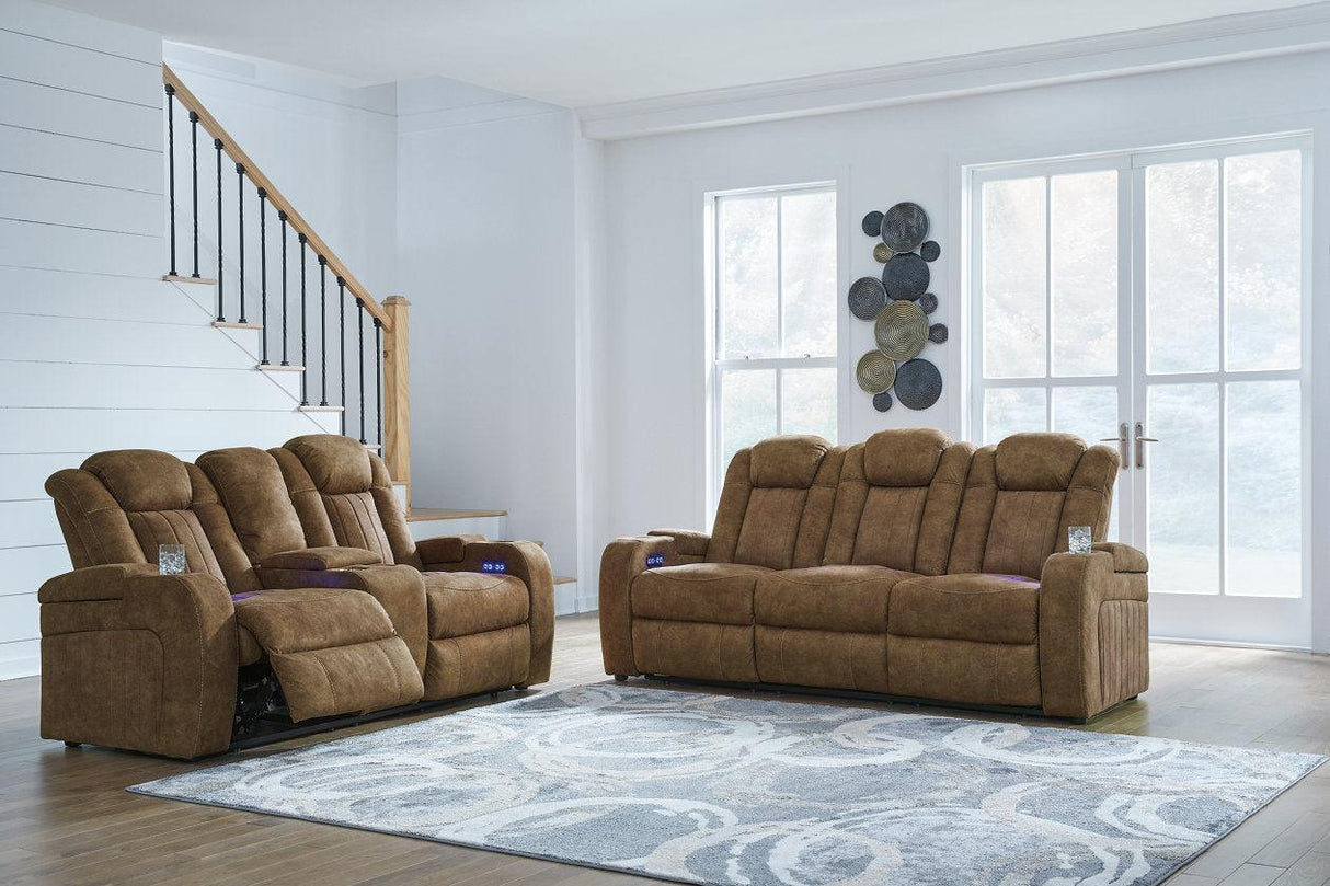 Wolfridge Brindle Power Reclining Sofa & Loveseat by Ashley at Eve Furniture