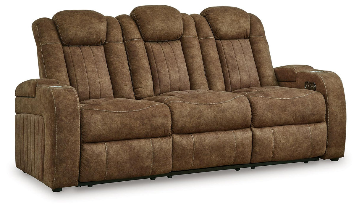 Wolfridge Brindle Power Recliner Sofa with Adjustable Headrest by Ashley at Eve Furniture