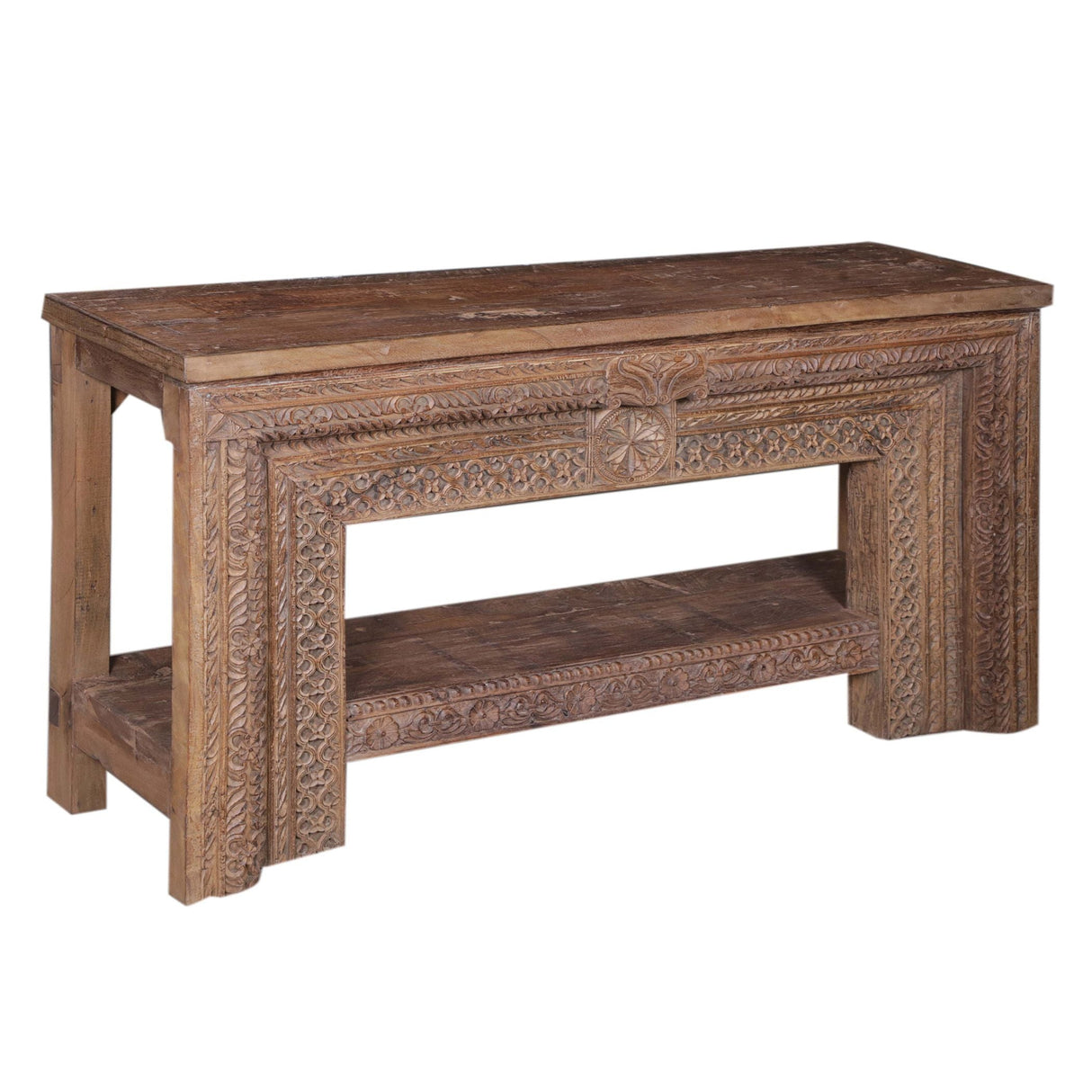 Wood Console Table with Hand Carved Panel by Home Trends & Design at Eve Furniture