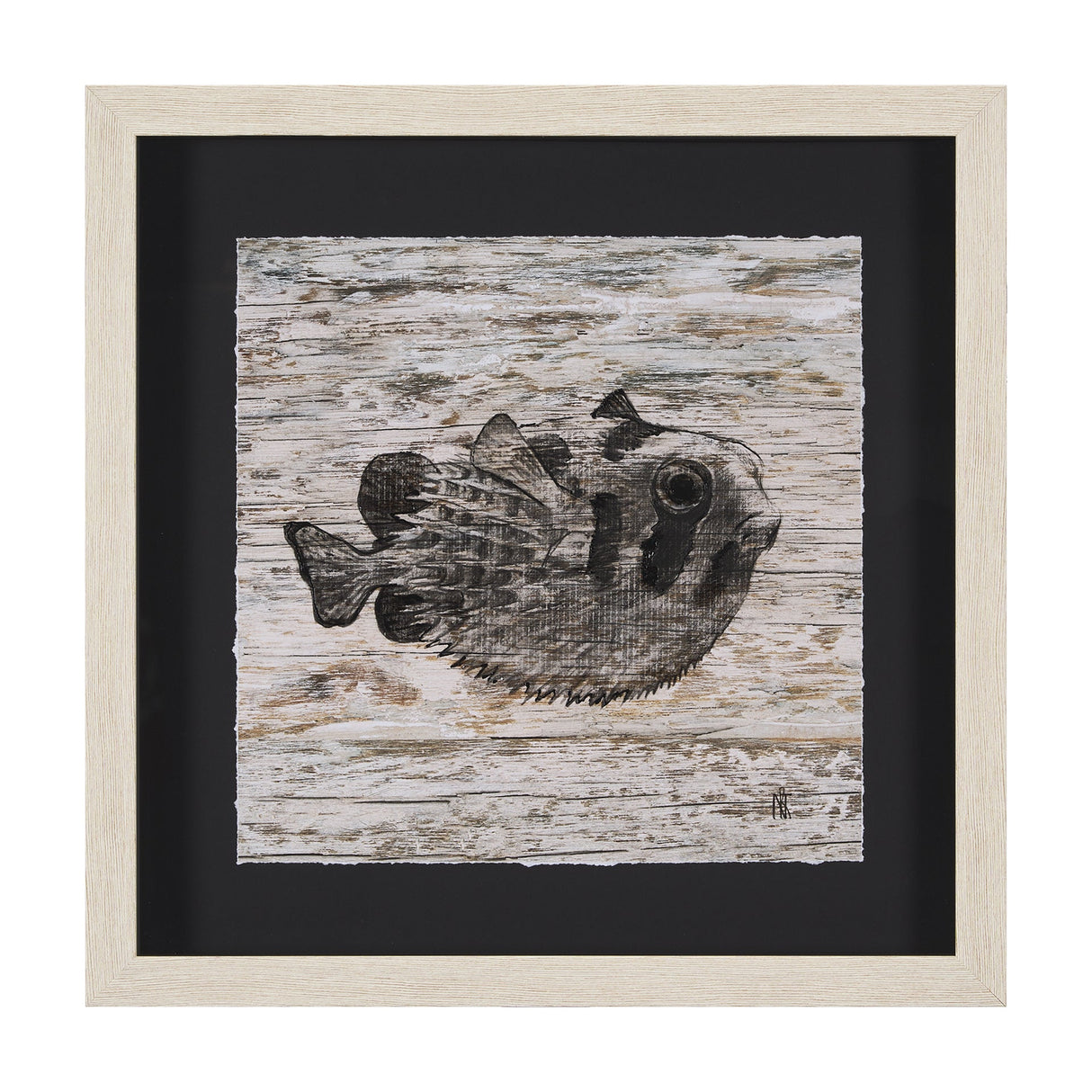 Wood Grain Fish III by Mercana Studio Hand Embellished Textured Framed Art Print Matted under Glass by Mercana at Eve Furniture