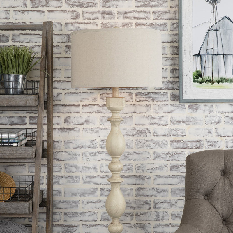 Wood Post White Floor Lamp by Crestview at Eve Furniture