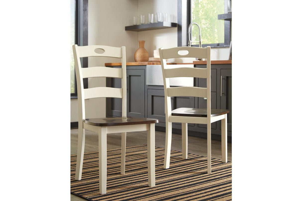 Woodanville Cream/Brown Dining Chair, Set of 2 by Ashley at Eve Furniture