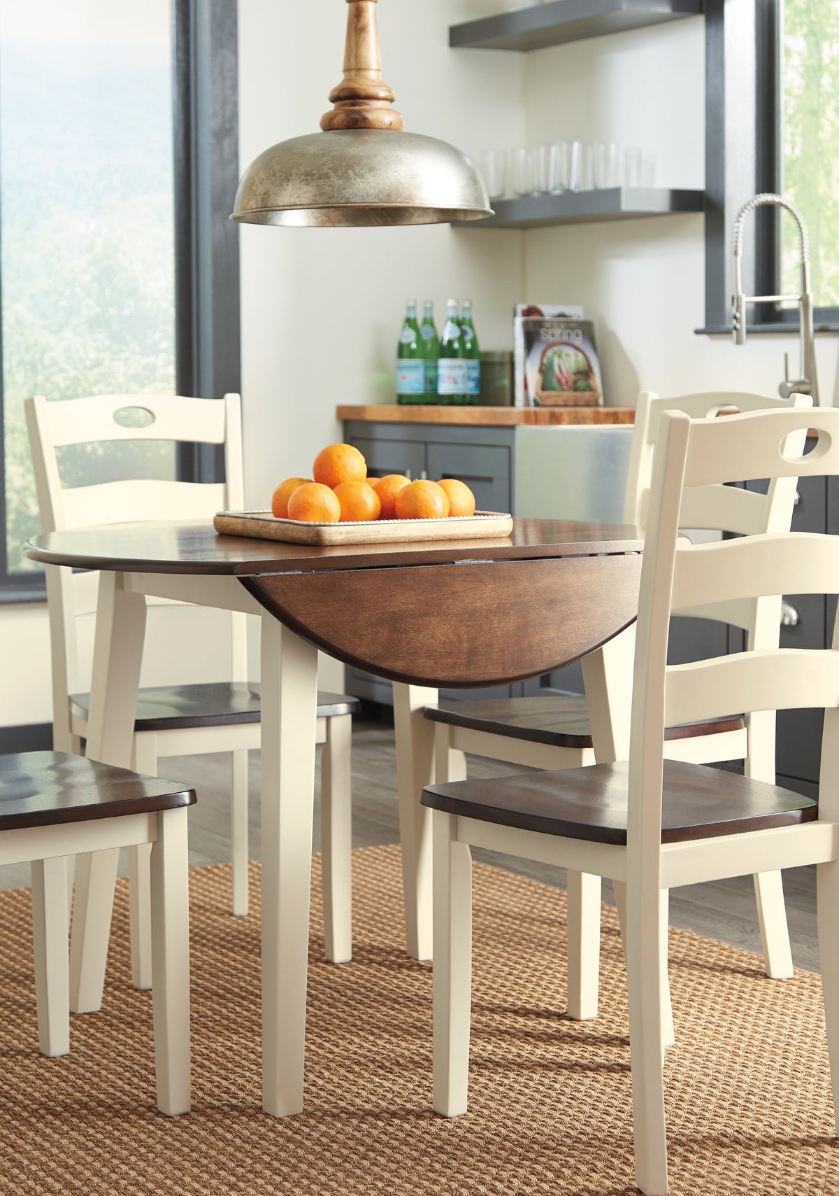 Woodanville Cream/Brown Dining Table with 4 Chairs by Ashley at Eve Furniture