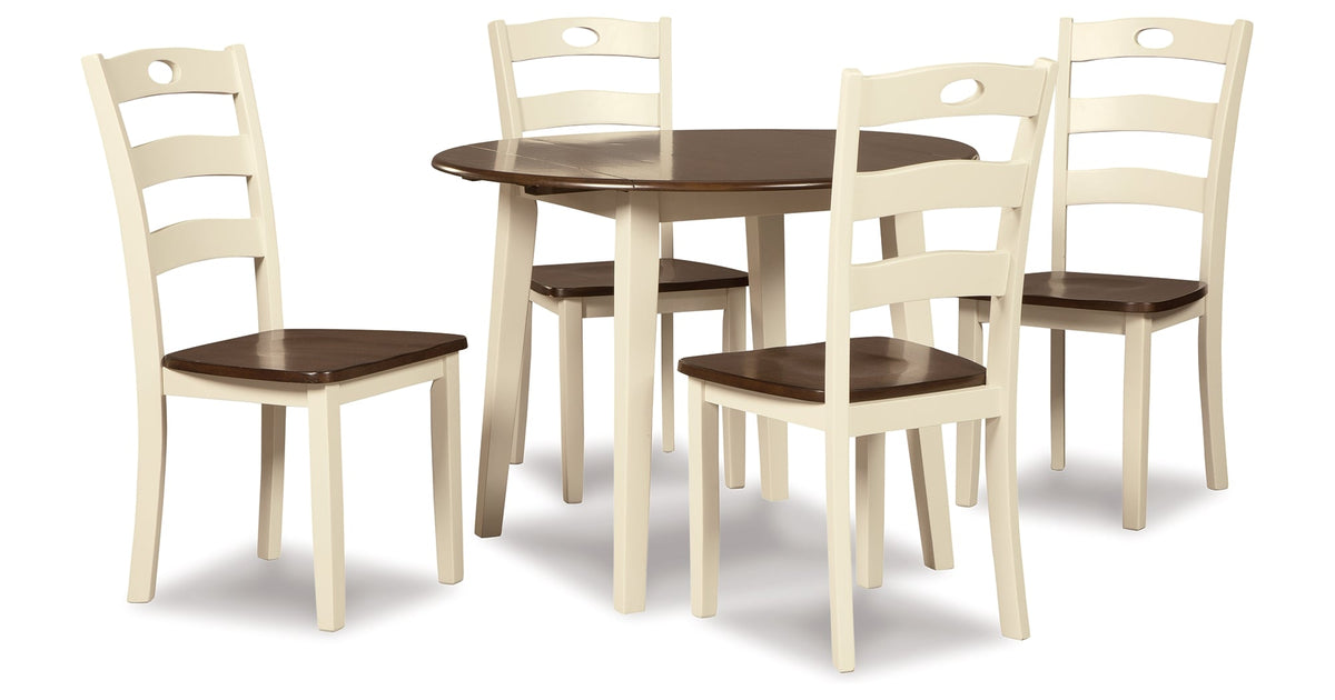 Woodanville Cream/Brown Dining Table with 4 Chairs by Ashley at Eve Furniture