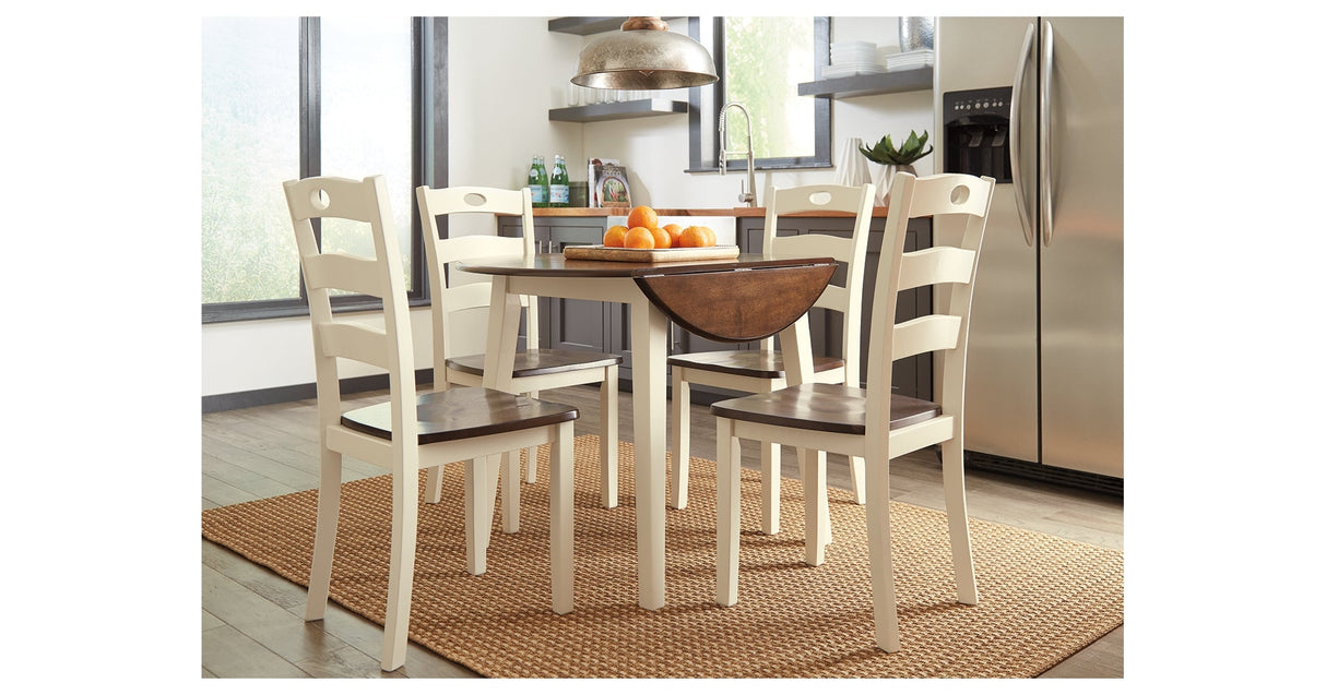 Woodanville Cream/Brown Dining Table with 4 Chairs by Ashley at Eve Furniture