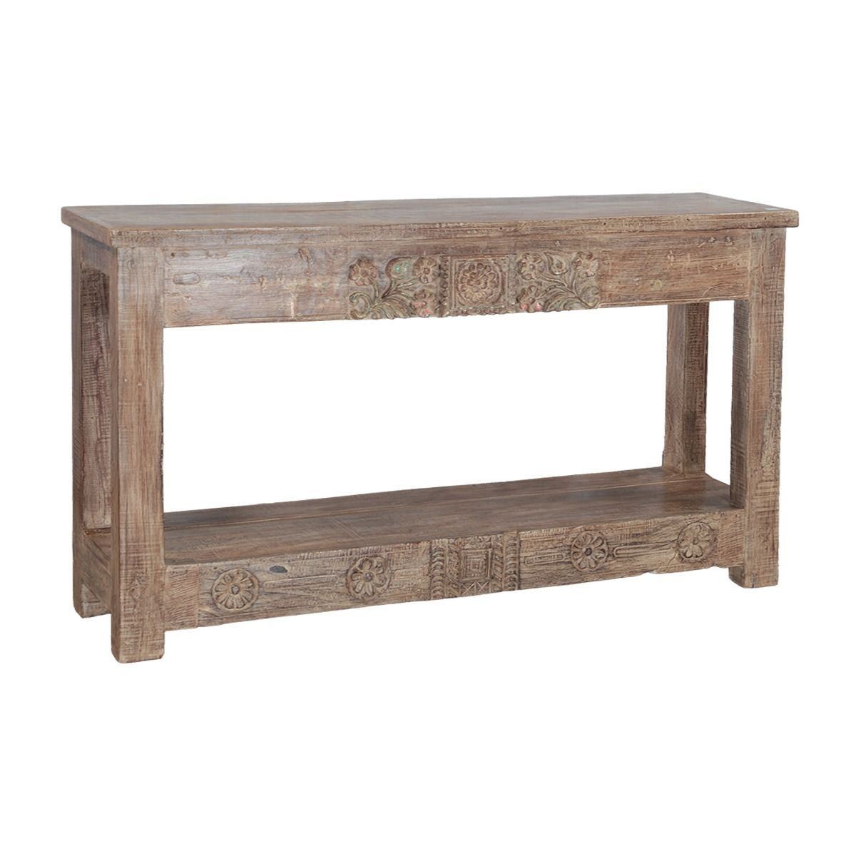 Wooden Console Table With Carved Detailing and Bottom Shelf by Home Trends & Design at Eve Furniture