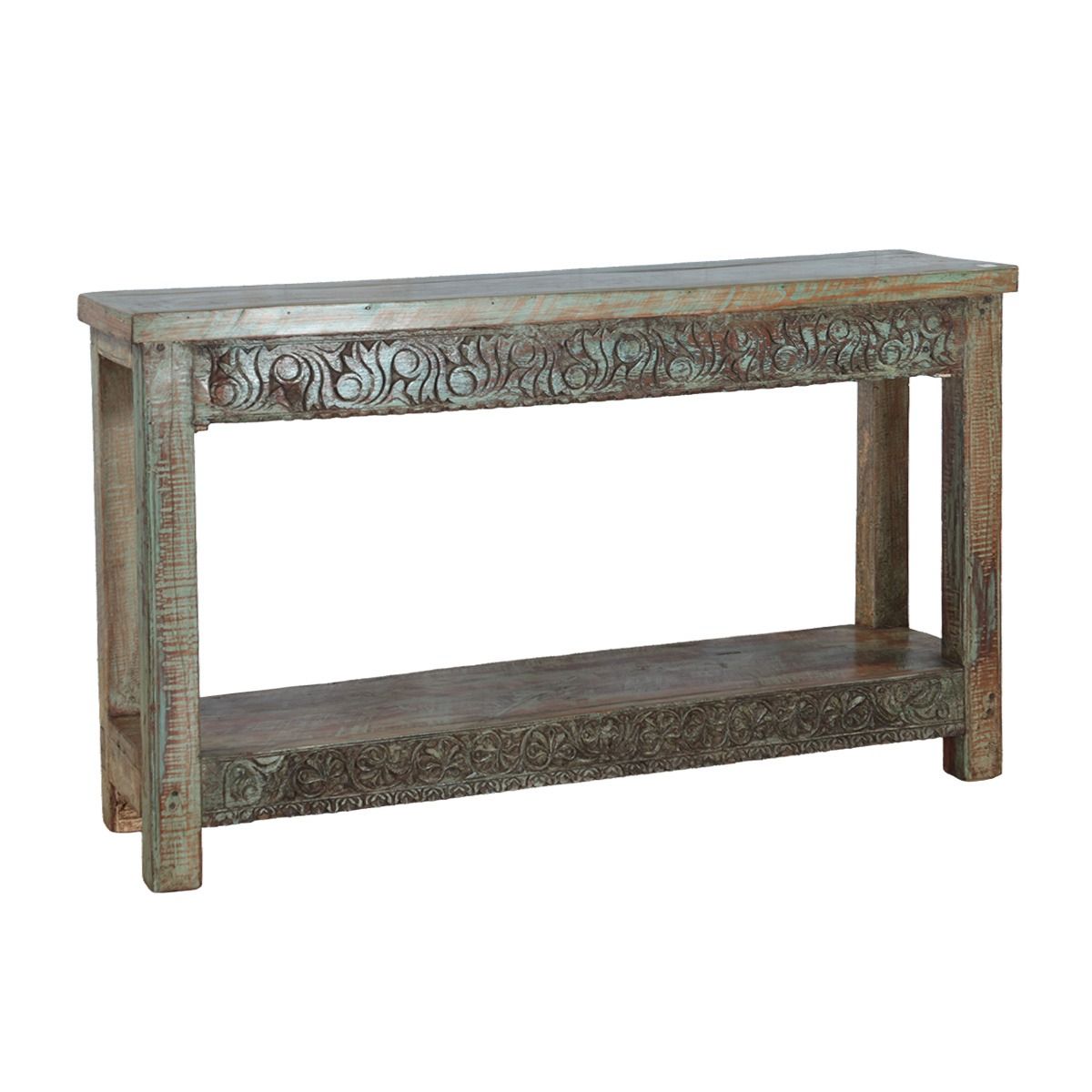 Wooden Console Table With Carved Detailing and Bottom Shelf by Home Trends & Design at Eve Furniture
