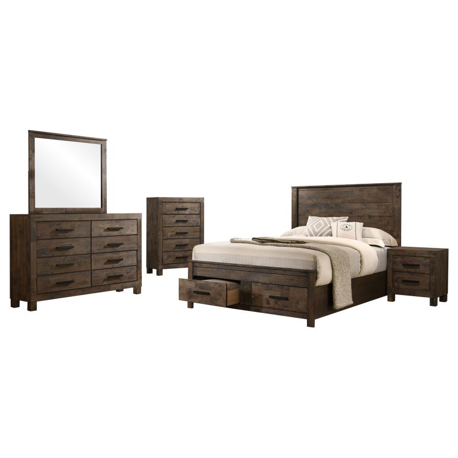 Woodmont Rustic Golden Brown 5-Piece Eastern King Platform Bedroom Set by Coaster at Eve Furniture