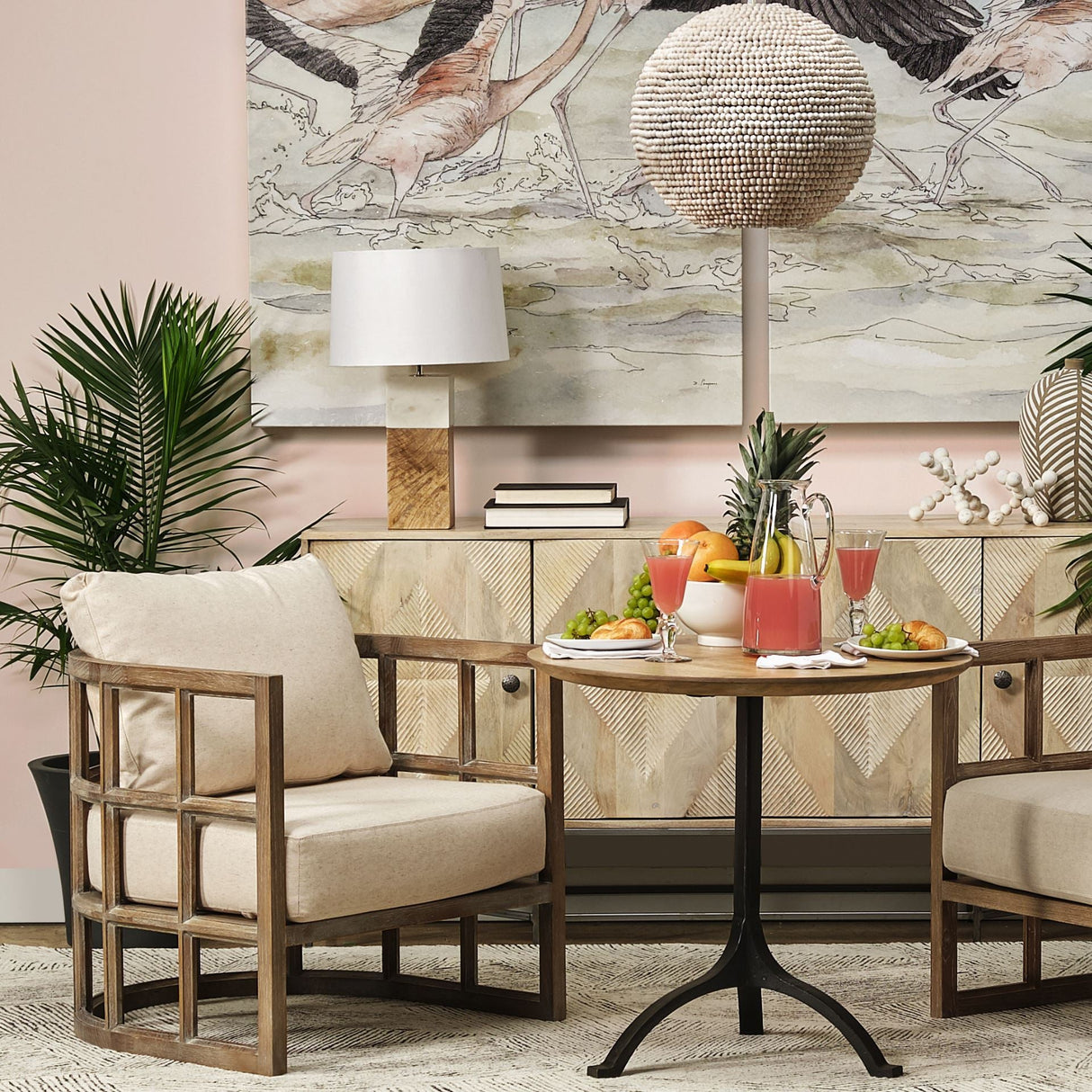 Woodrow Light Brown Wood w/ White Accent Table Lamp by Mercana at Eve Furniture
