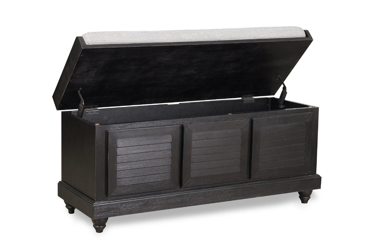 Woody Antique Black Lift Top Storage Bench by Homelegance at Eve Furniture