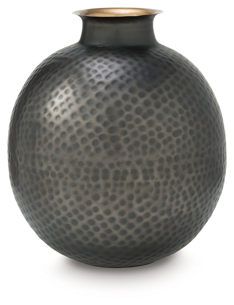Woody Pewter/Gold Finish Vase by Ashley at Eve Furniture