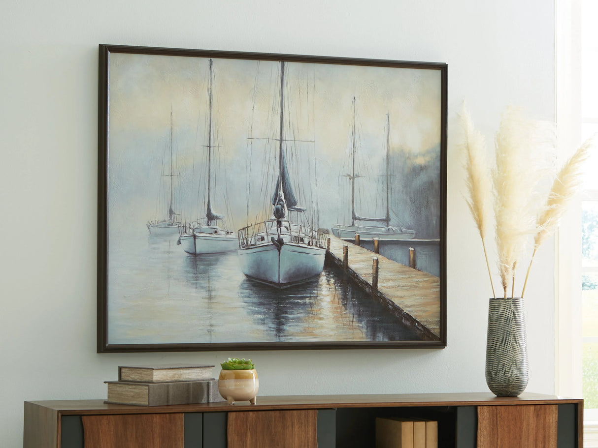 Worthney Blue/White/Brown Wall Art by Ashley at Eve Furniture