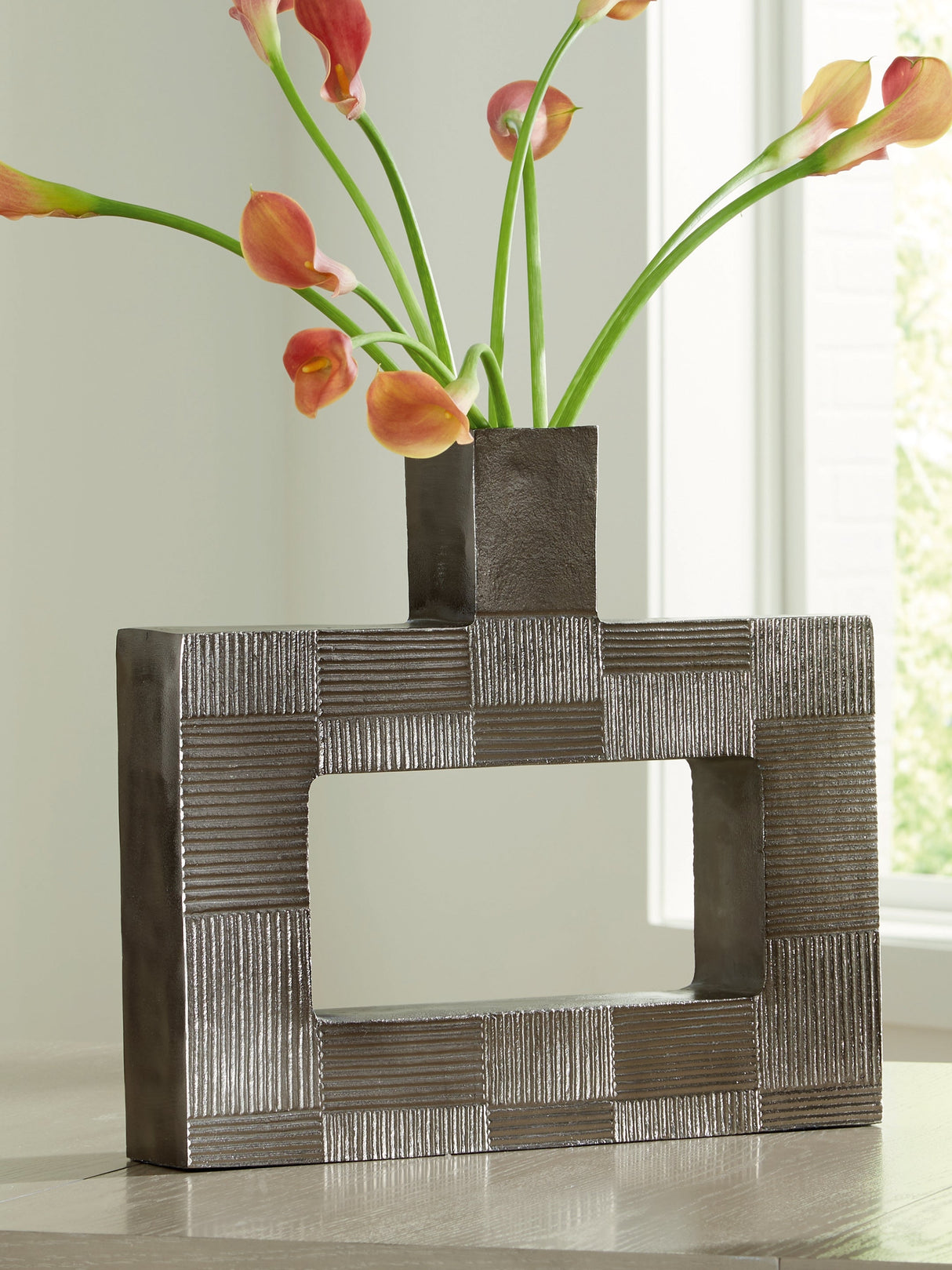 Wrengrove Antique Nickel Finish Vase by Ashley at Eve Furniture