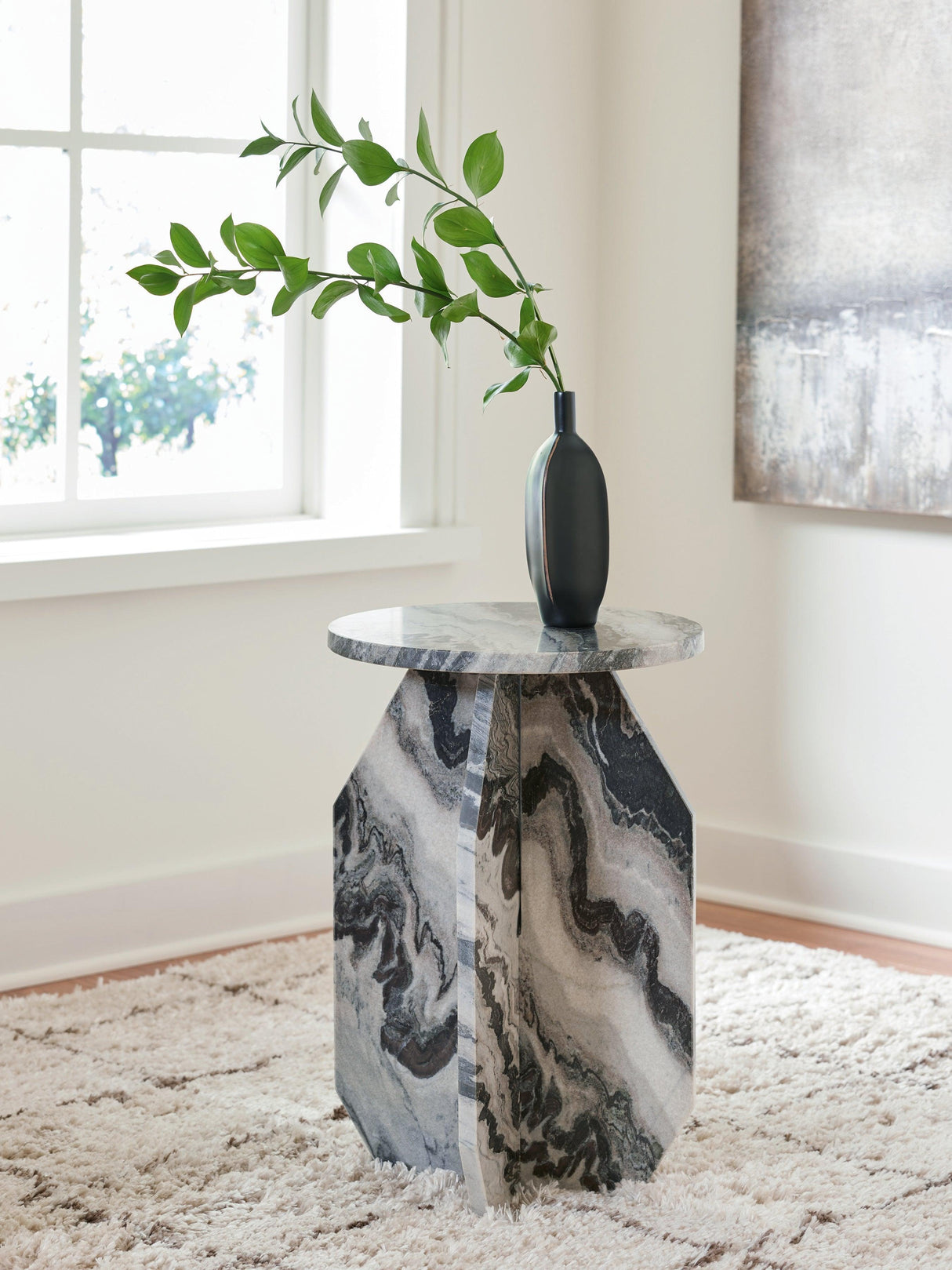 Wrenlane White/Black Accent Table by Ashley at Eve Furniture