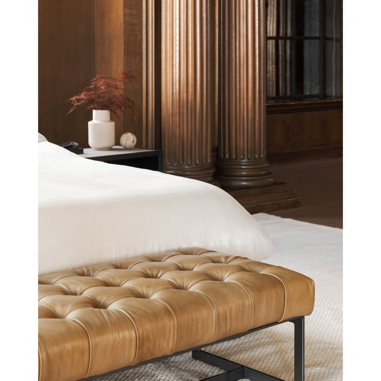 Wyatt Brown Leather Bench by Moe's Home at Eve Furniture