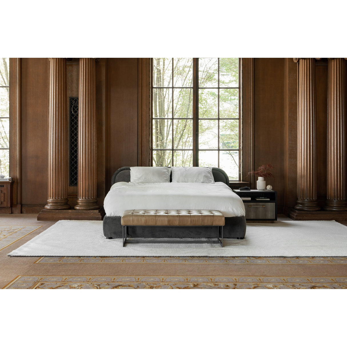 Wyatt Brown Leather Bench by Moe's Home at Eve Furniture