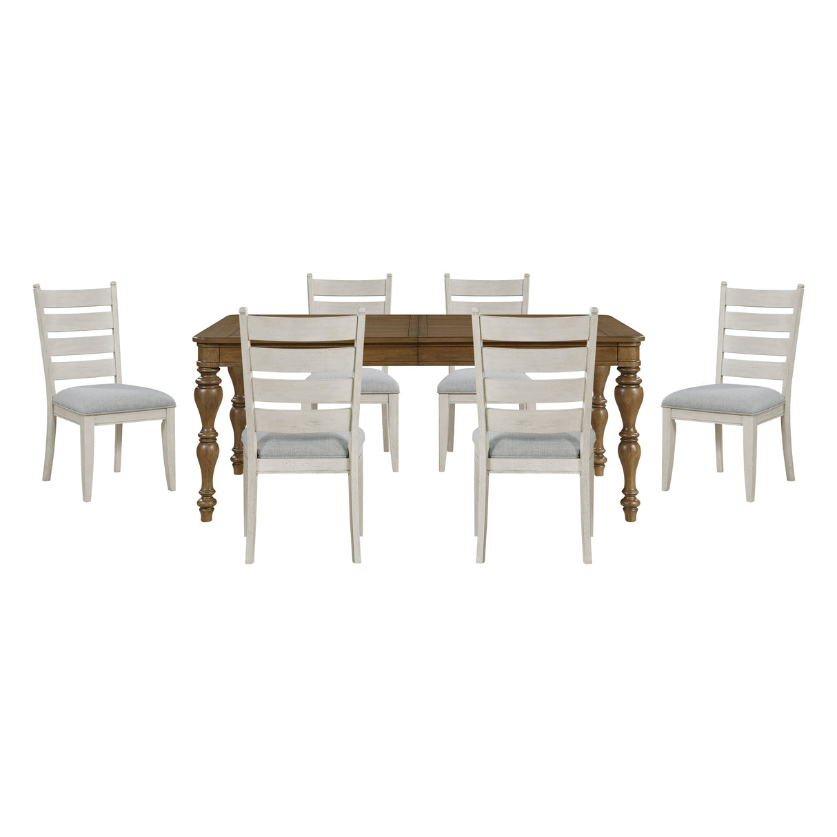 Wyatt Brown Weathered White & Gray 91" Extendable Dining Room Set by Homelegance at Eve Furniture