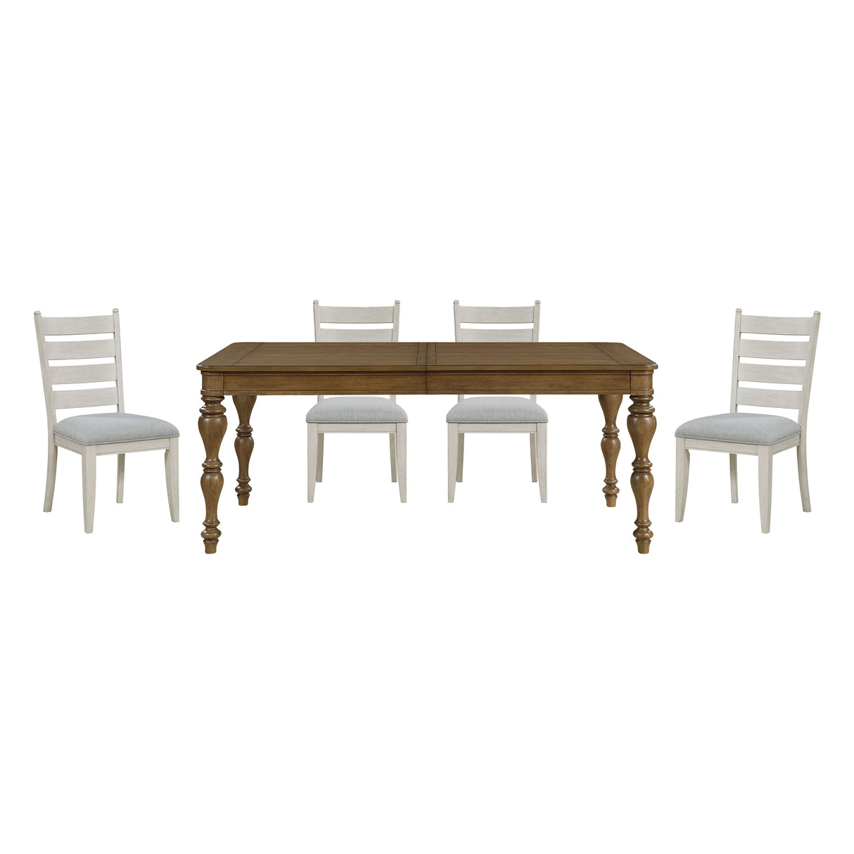 Wyatt Brown Weathered White & Gray 91" Extendable Dining Room Set by Homelegance at Eve Furniture