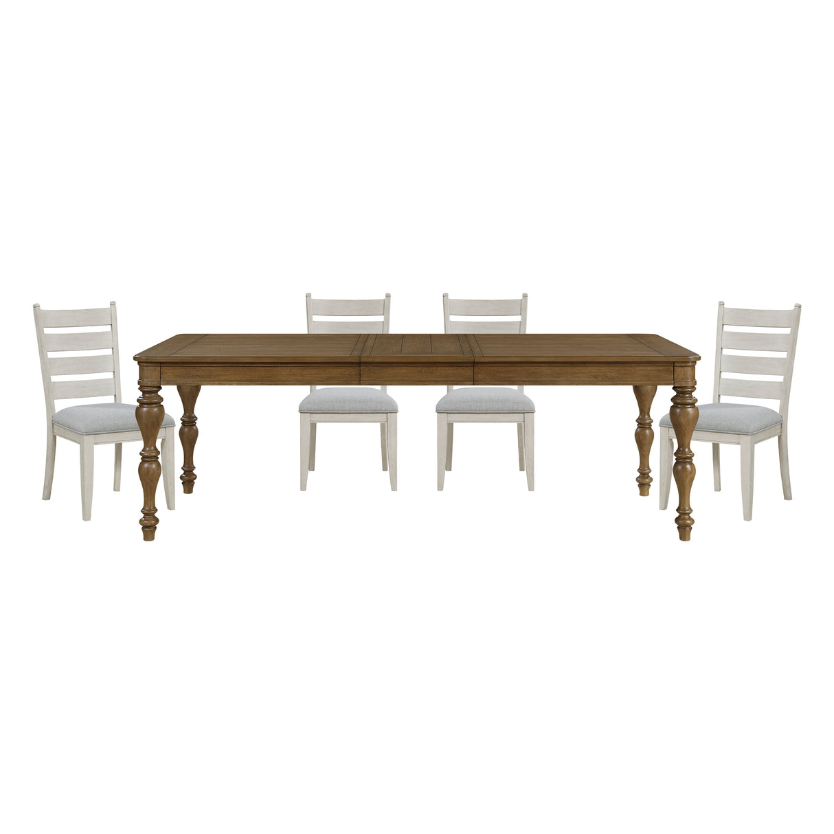 Wyatt Brown Weathered White & Gray 91" Extendable Dining Room Set by Homelegance at Eve Furniture