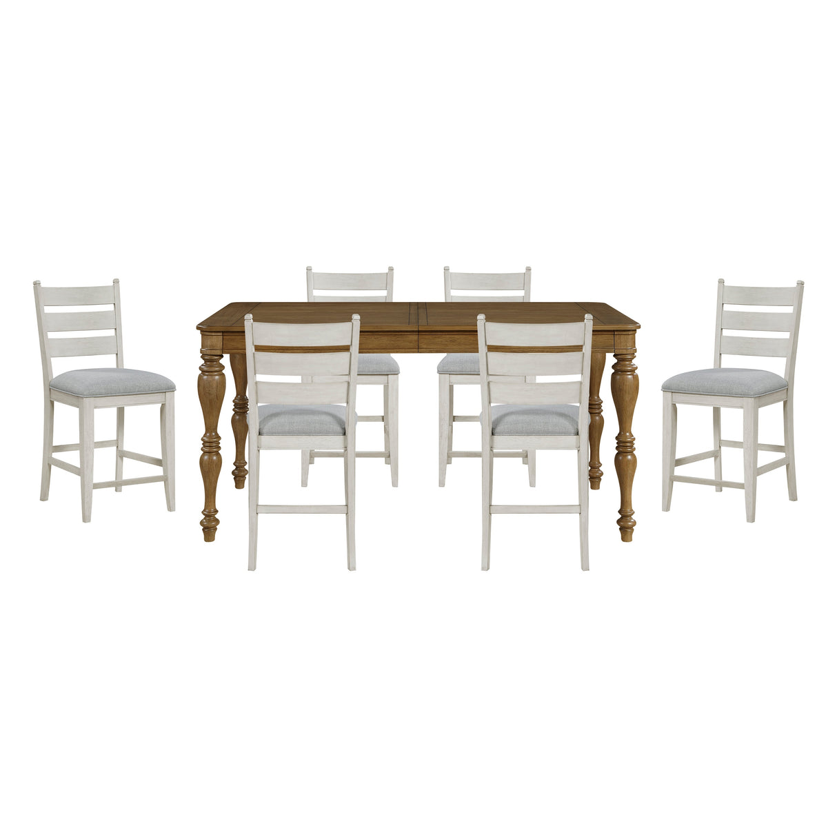 Wyatt Brown/Weathered White/Gray 91" Extendable Counter Height Set by Homelegance at Eve Furniture