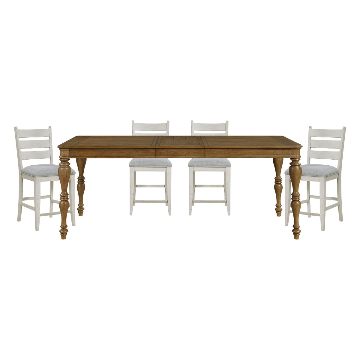 Wyatt Brown/Weathered White/Gray 91" Extendable Counter Height Set by Homelegance at Eve Furniture