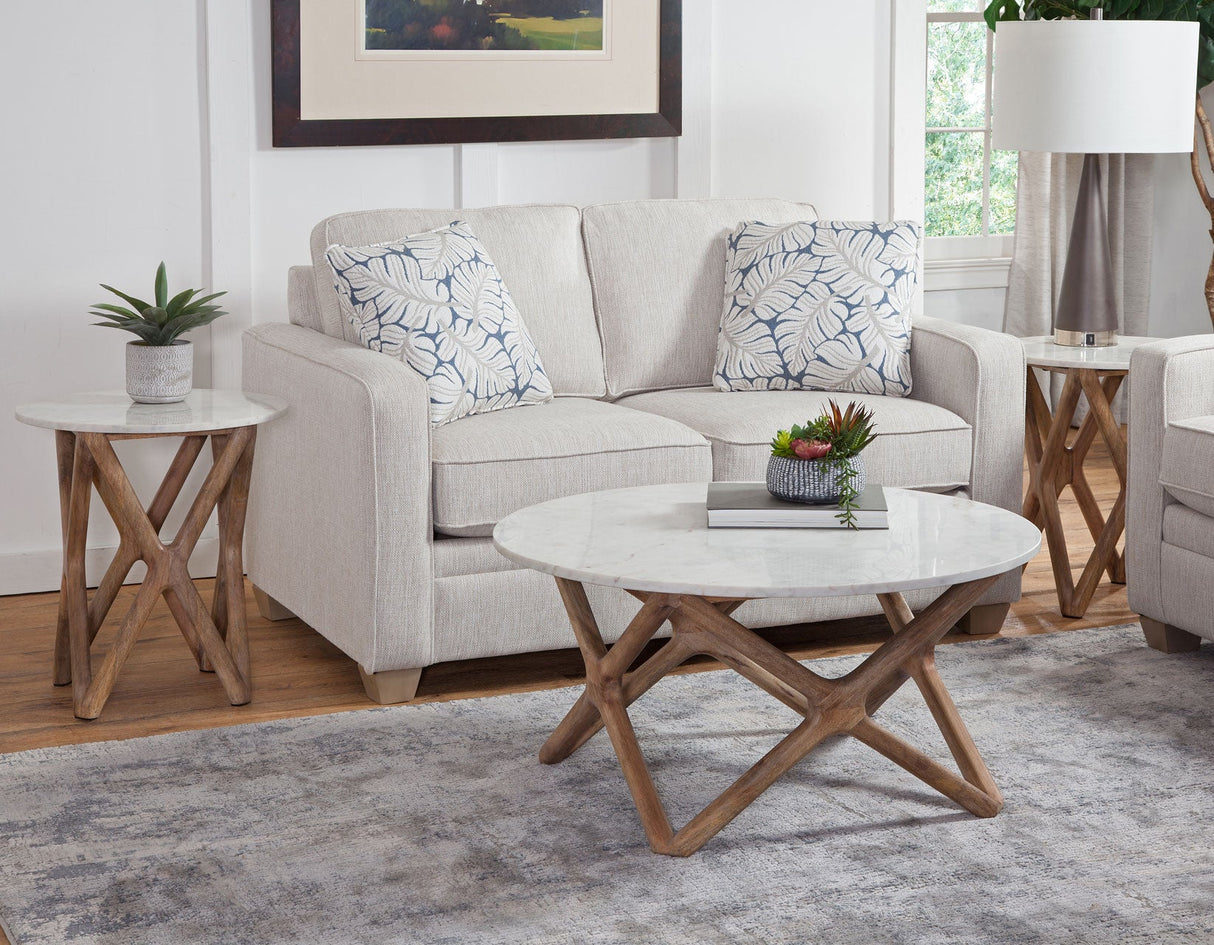 Wyman Banswara 20″ Round White Marble Top End Table by Steve Silver at Eve Furniture