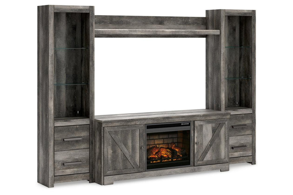 Wynnlow Gray 4-Piece Entertainment Center with Electric Fireplace by Ashley at Eve Furniture