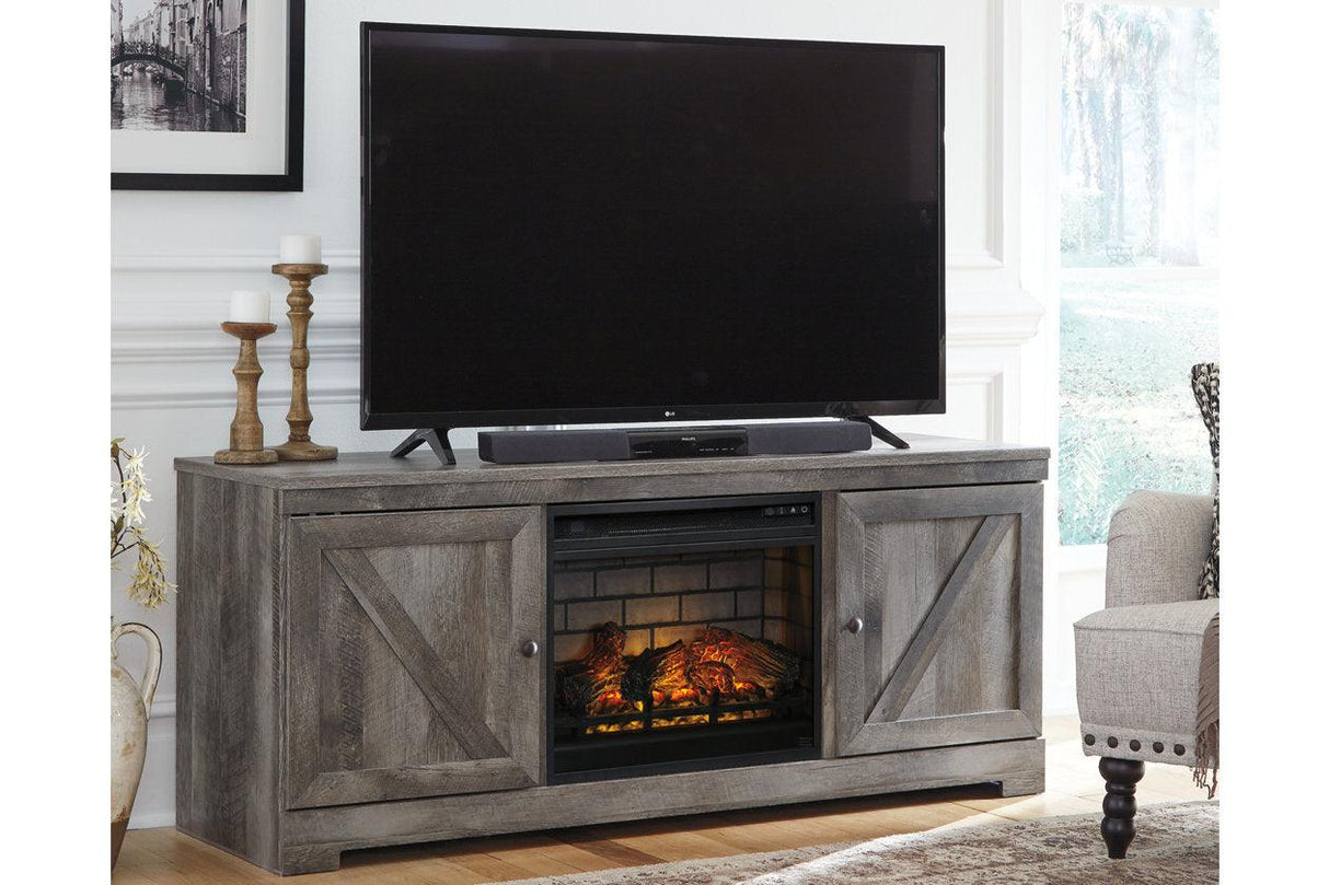 Wynnlow Gray 63" TV Stand with Electric Fireplace by Ashley at Eve Furniture