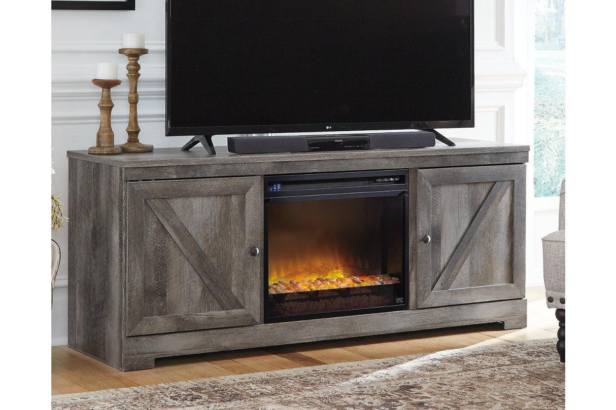 Wynnlow Gray 63" TV Stand with Electric Fireplace by Ashley at Eve Furniture