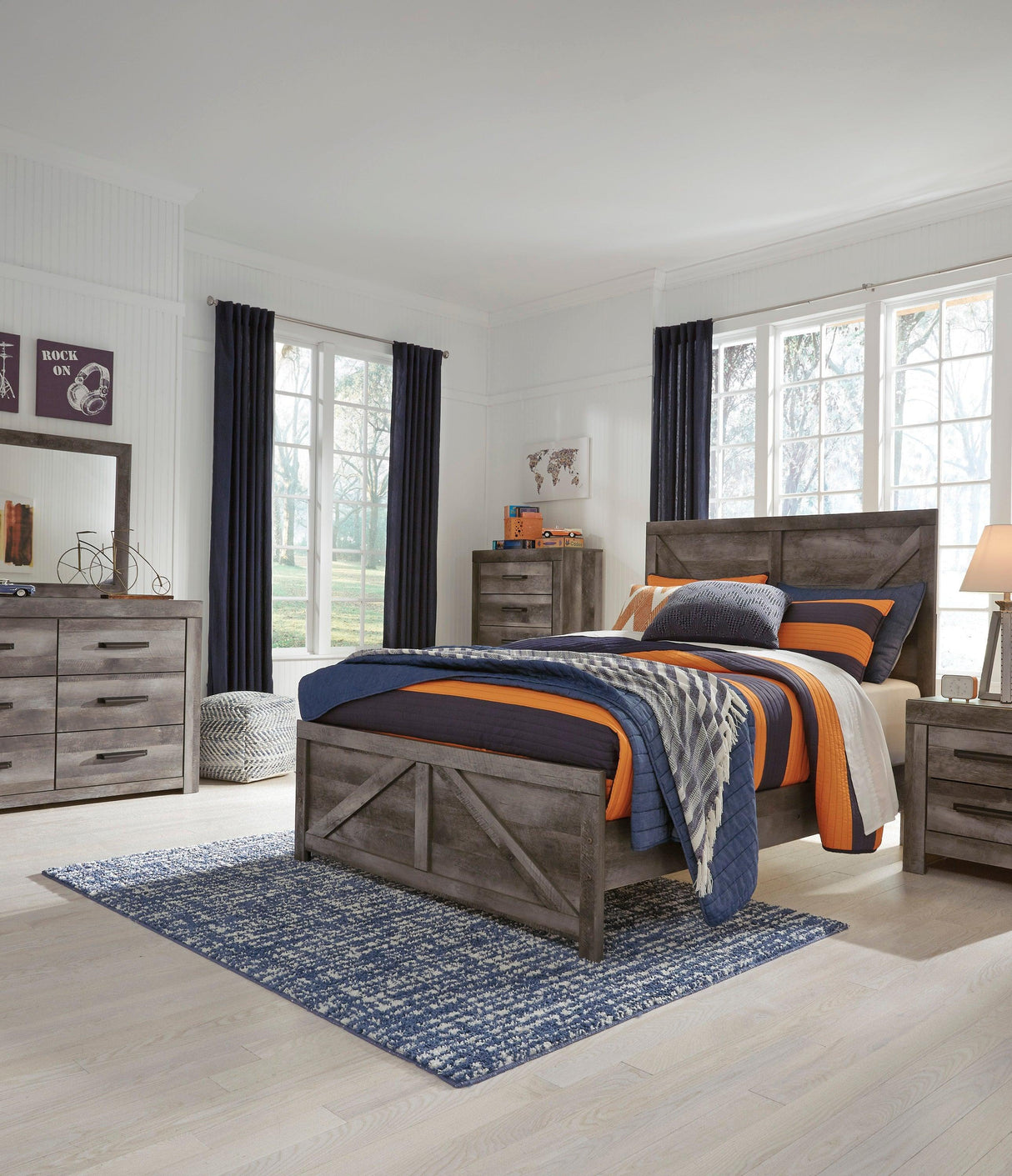 Wynnlow Gray Crossbuck Panel Youth Bedroom Set by Ashley at Eve Furniture