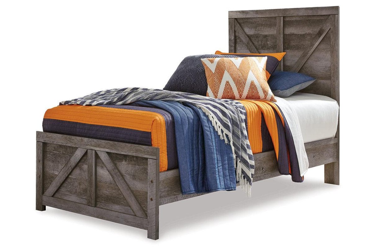 Wynnlow Gray Twin Crossbuck Panel Bed by Ashley at Eve Furniture