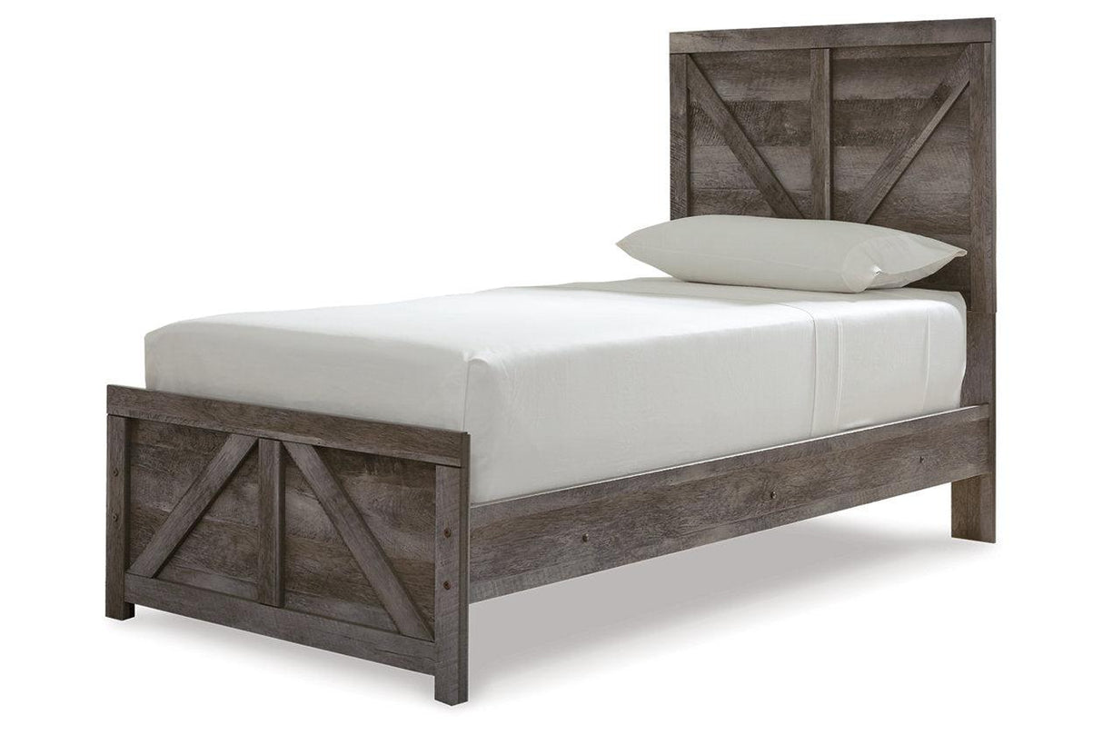 Wynnlow Gray Twin Crossbuck Panel Bed by Ashley at Eve Furniture