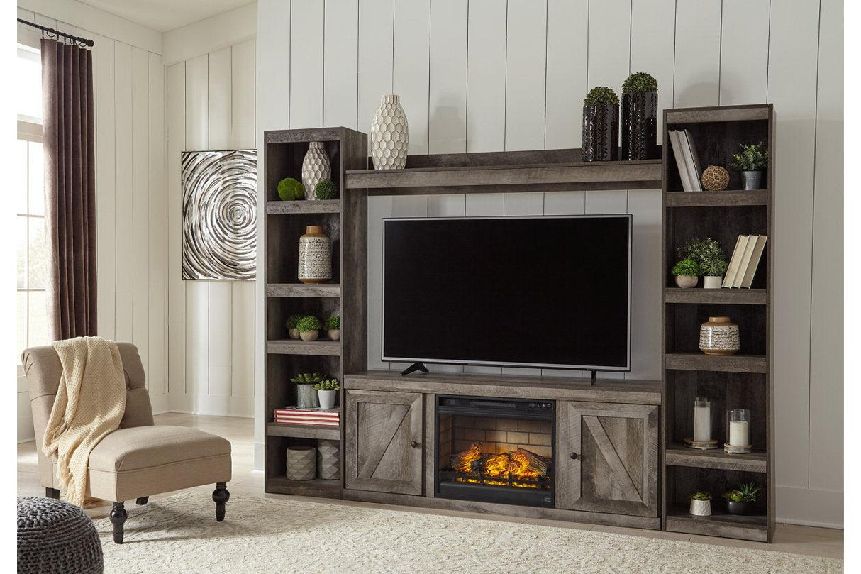 Wynnlow Gray 4-Piece Entertainment Center with Electric Fireplace by Ashley at Eve Furniture