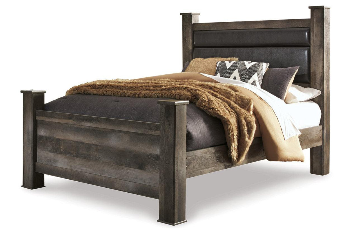 Wynnlow Gray Queen Upholstered Poster Bed by Ashley at Eve Furniture