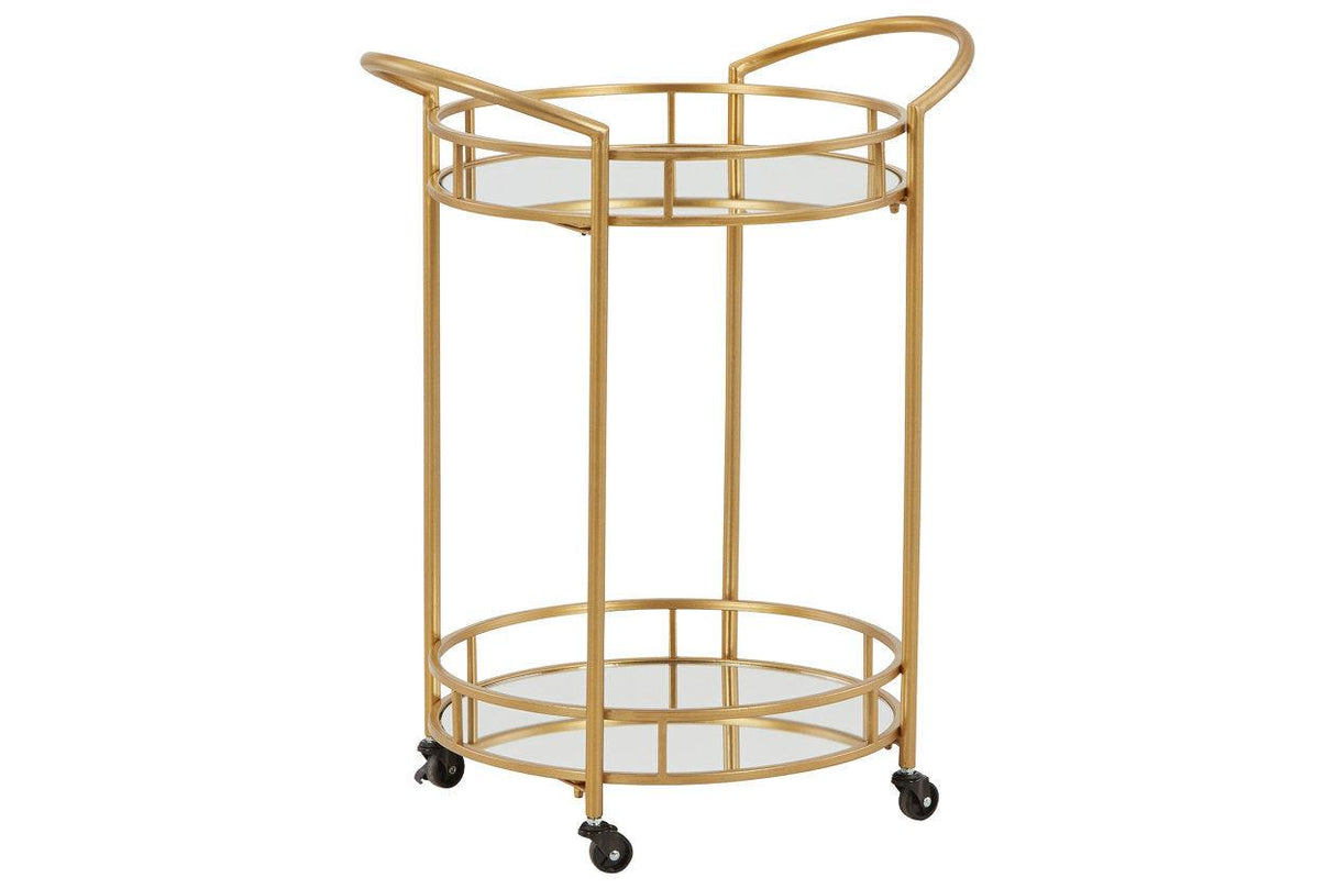 Wynora Gold Bar Cart by Ashley at Eve Furniture