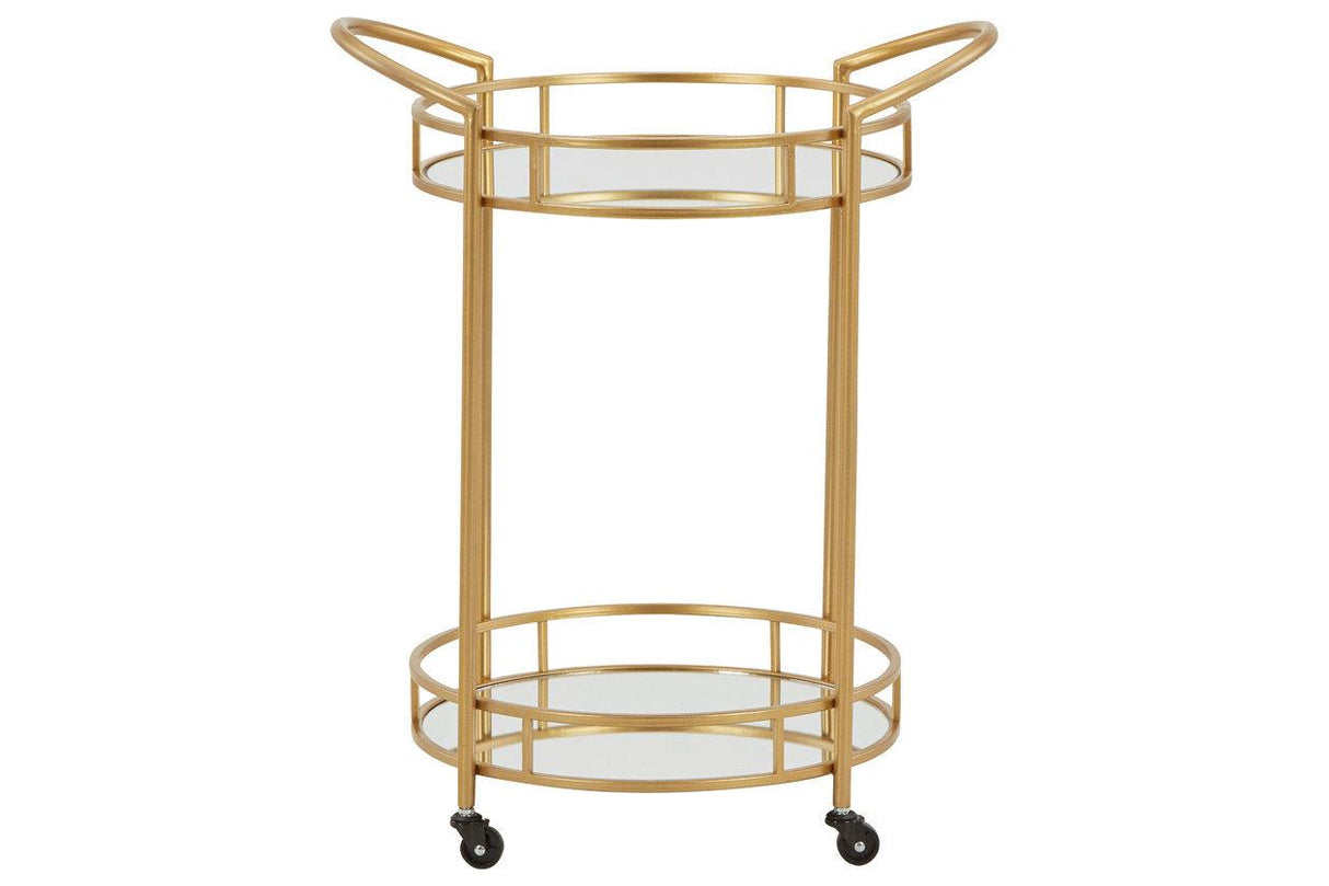 Wynora Gold Bar Cart by Ashley at Eve Furniture