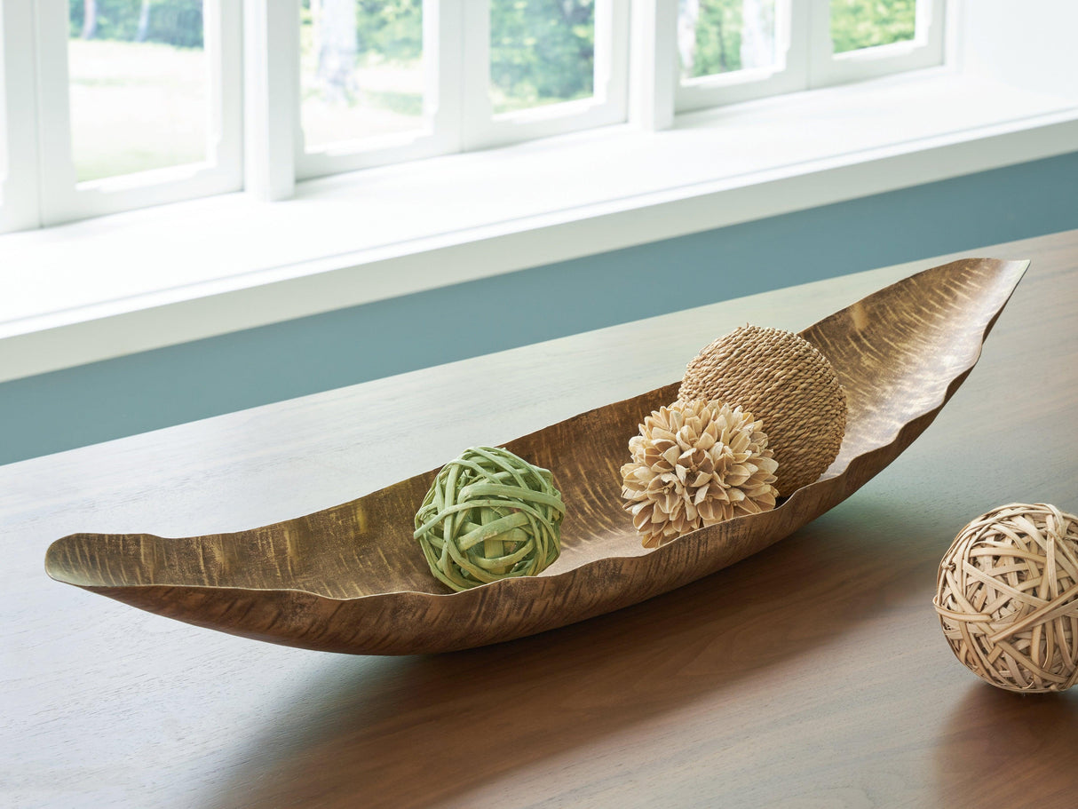 Wystenburg Antique Gold Finish Tray by Ashley at Eve Furniture