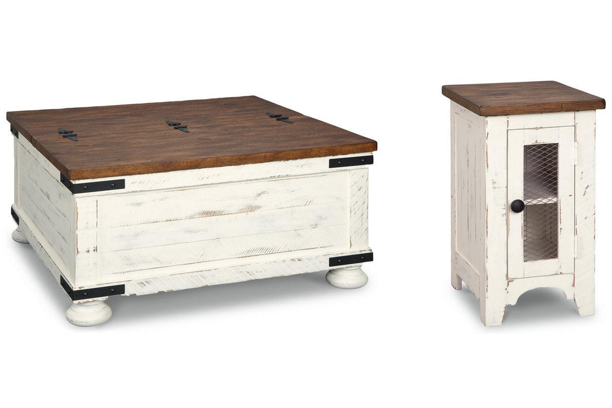 Wystfield White/Brown Coffee Table and Chairside End Table by Ashley at Eve Furniture