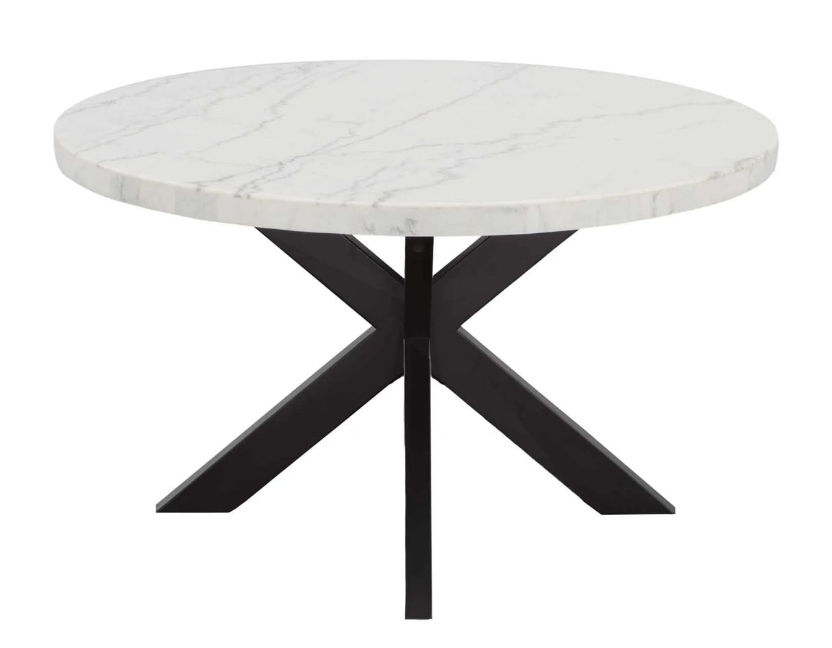 Xena 52-inch Round Dining Table, White Marble Top by Steve Silver at Eve Furniture