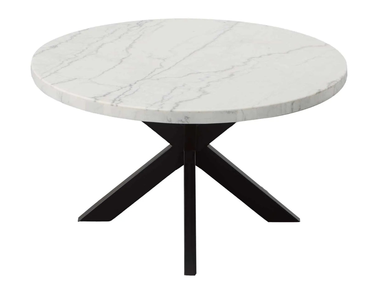 Xena 52-inch Round Dining Table, White Marble Top by Steve Silver at Eve Furniture