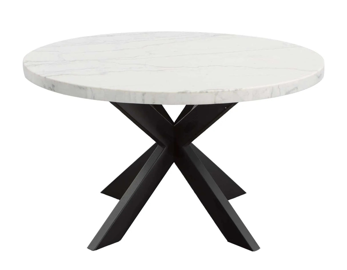 Xena 52-inch Round Dining Table, White Marble Top by Steve Silver at Eve Furniture